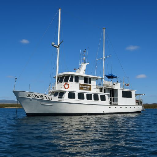Golodnrina I cruise ship on the Galapagos Islands