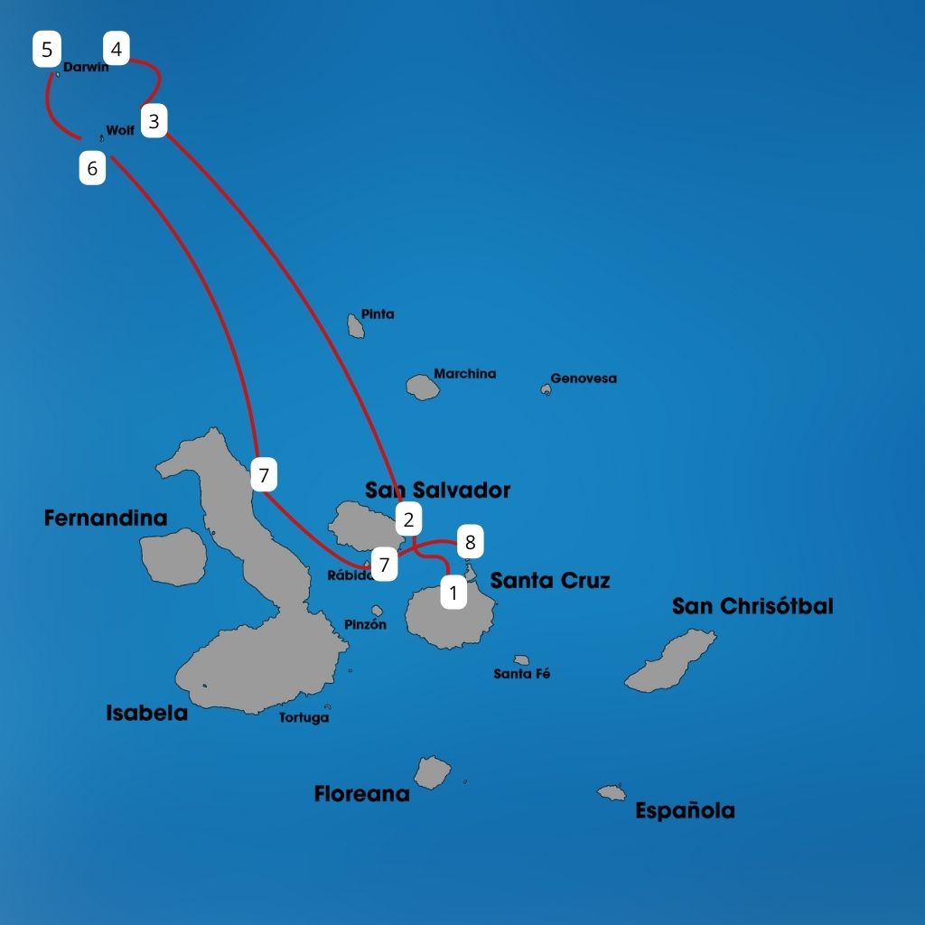 Route Options on the Danubio Azul Galapagos Cruise