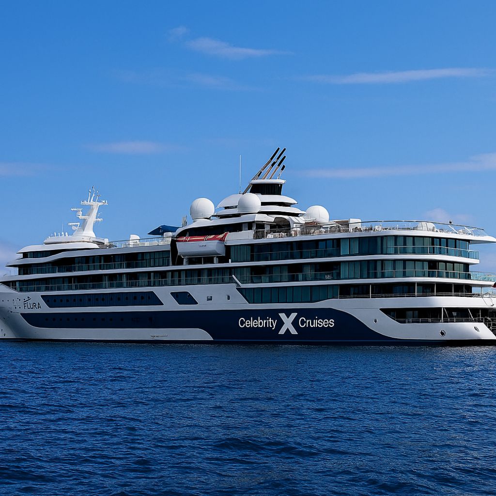 Celebrity Flora Galapagos Cruise expedition yacht sailing through the Galapagos Islands during a luxury tour with Cruises to Galapagos Islands in high and low seasons