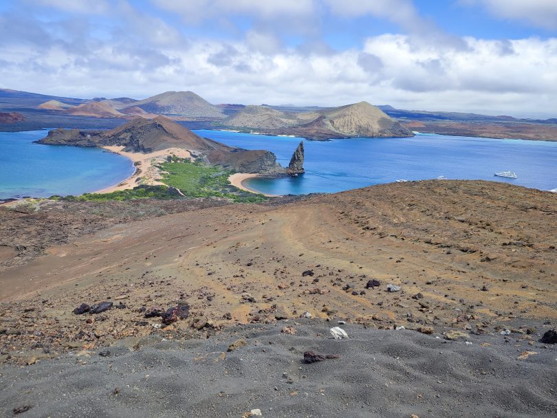 Galapagos National Park volcanic terrain and ocean views during an August expedition organized by Cruises to Galapagos Islands