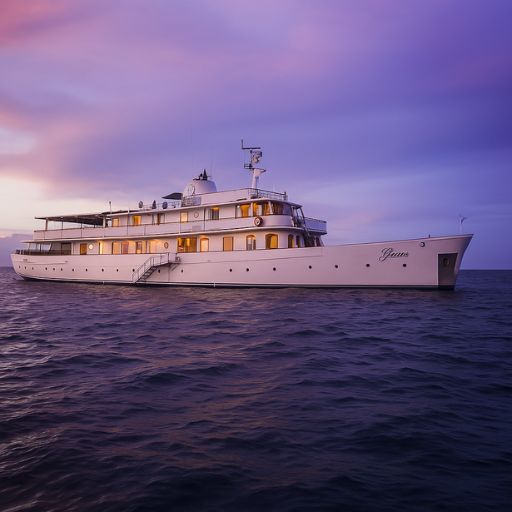 Grace Galapagos Cruise yacht at sea during a February Galapagos Islands journey arranged by Cruises to Galapagos Islands