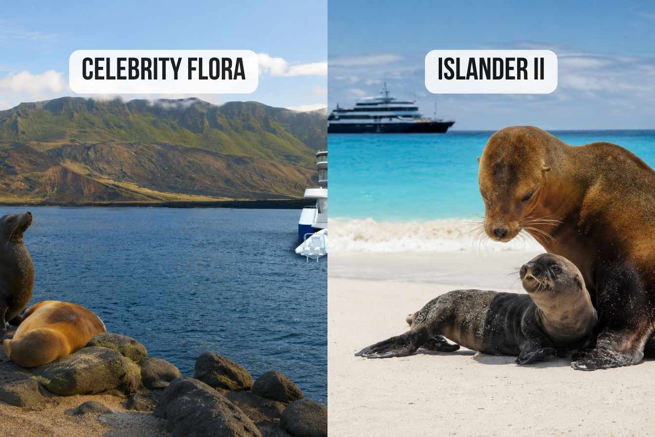 Celebrity Flora vs National Geographic Islander II: Large Luxury ...